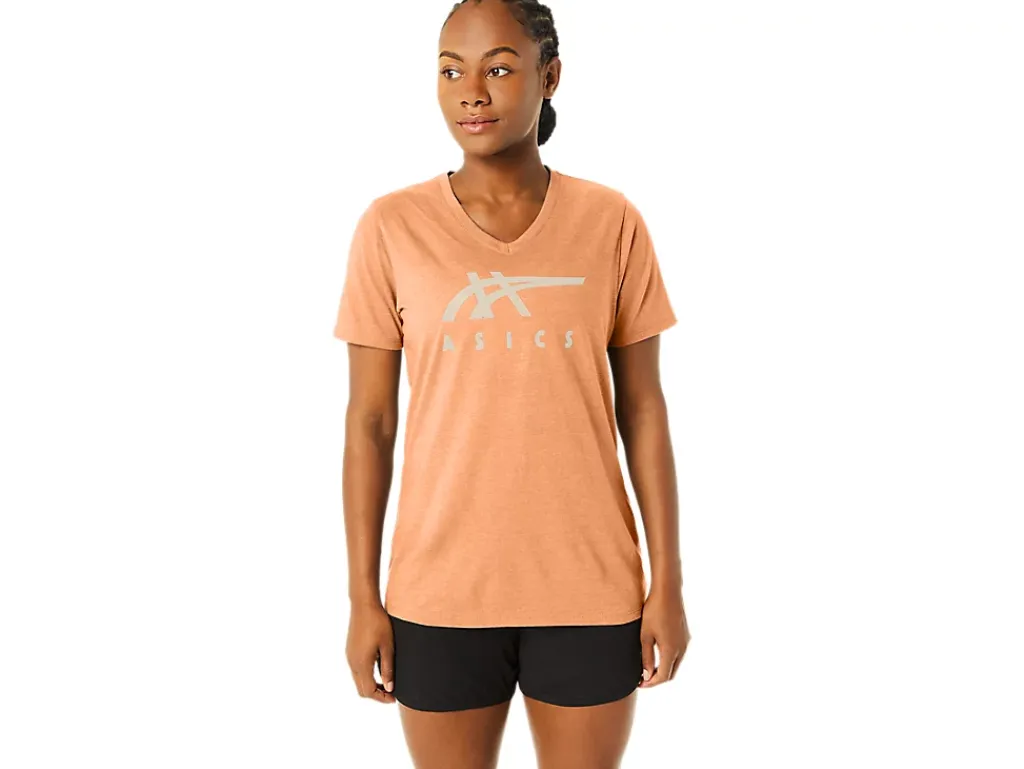 ASICS STRIPES V-NECK-Women Extended Sizes|T-Shirts & Tops