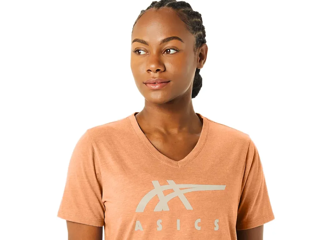 ASICS STRIPES V-NECK-Women Extended Sizes|T-Shirts & Tops