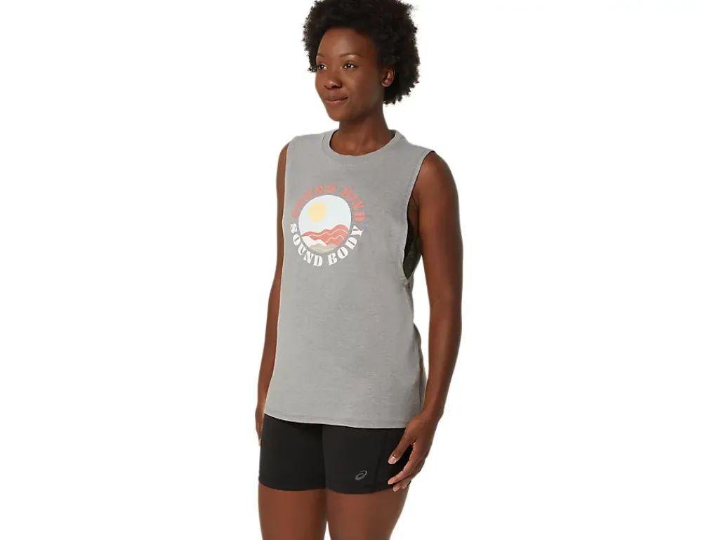ASICS SUN IN THE SKY SLOGAN MUSCLE TEE-Women T-Shirts & Tops