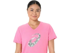 ASICS CARNATION SHORT SLEEVE V-NECK-Women T-Shirts & Tops