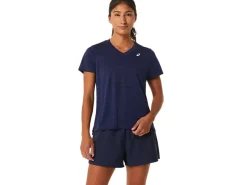 ASICS COURT STRIPE SHORT SLEEVE TOP-Women Pickleball|Tennis