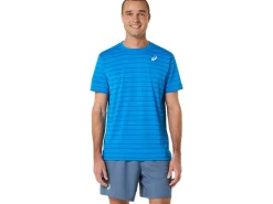 ASICS MEN COURT STRIPE SHORT SLEEVE TOP-Men Pickleball|Tennis