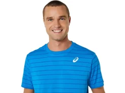 ASICS MEN COURT STRIPE SHORT SLEEVE TOP-Men Pickleball|Tennis