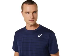 ASICS MEN COURT STRIPE SHORT SLEEVE TOP-Men Pickleball|Tennis