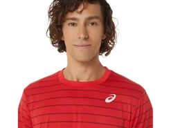 ASICS MEN COURT STRIPE SHORT SLEEVE TOP-Men Tennis|Tennis
