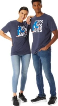 ASICS UNISEX BLUE JEAN MILE CREW TEE-Women Extended Sizes|T-Shirts & Tops
