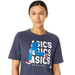 ASICS UNISEX BLUE JEAN MILE CREW TEE-Women Extended Sizes|T-Shirts & Tops